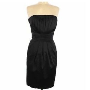 NWT DUSK Sheila Yen short black satin formal dress Womens size 4